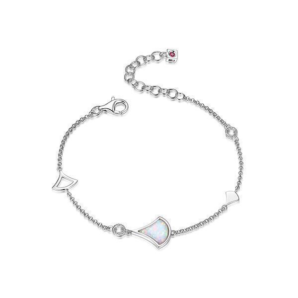 BR1LAHL-W "Delta" Triangular Created Opal and Round Cubic Zirconia Bracelet