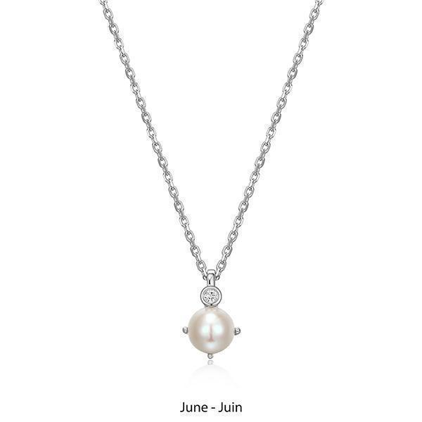 NR0LBUX-JUN "Birthstone" June (Pearl) and Lab Grown Diamond Necklace