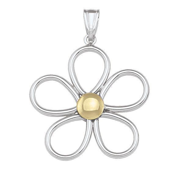 10K Flower Fashion Pendant - White Gold