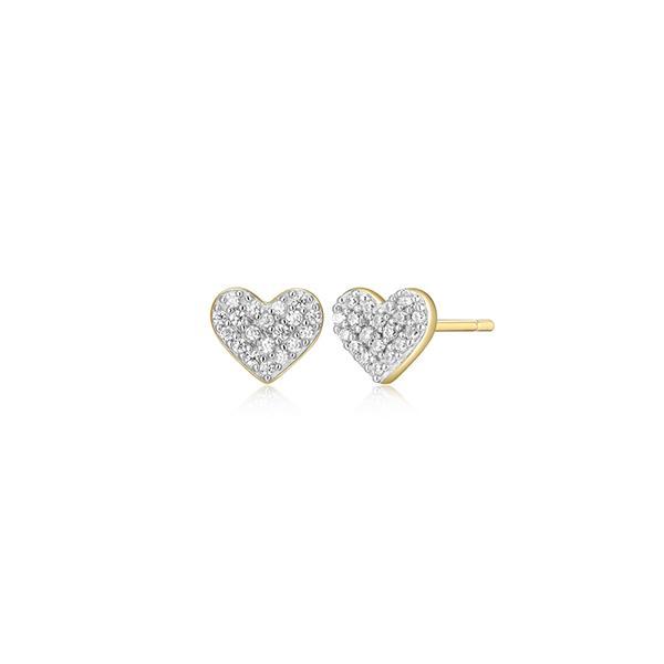 CJ Monte sterling silver lab­-created diamond pave heart stud earrings