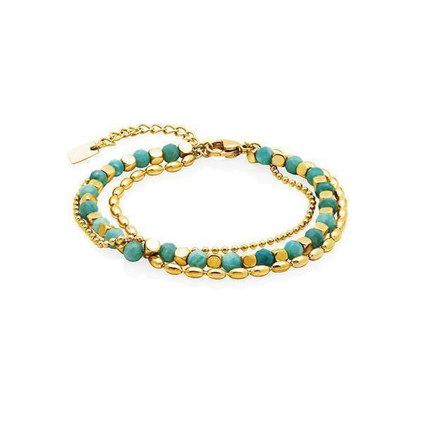 CJ Steelx Layered Amazonite and Chain Bracelet - Gold