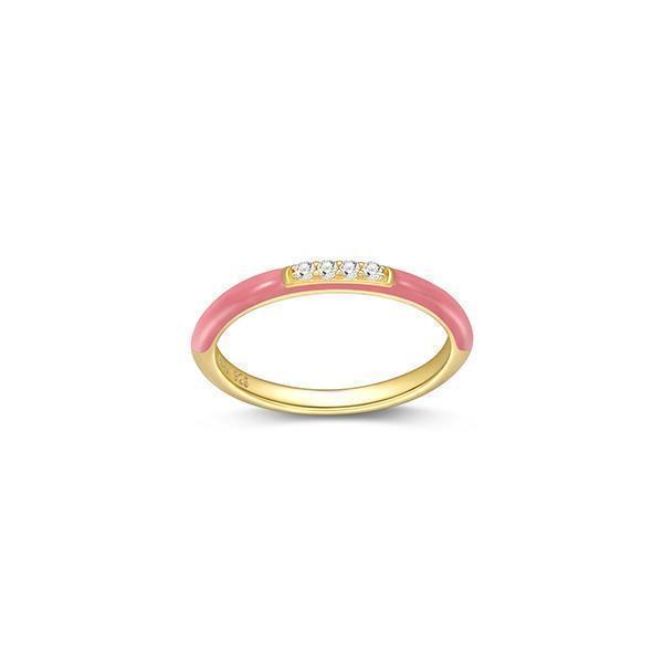 Cotton Candy Collection Diamondlite Cubic Zirconia Enamel Stackable Ring - Dark Pink - Size 6