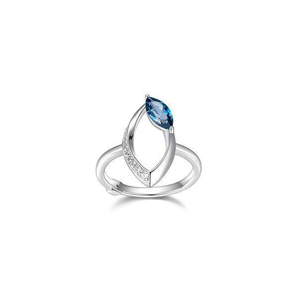 RR4LADW-B-7 "Swing" Topaz and Pave Cubic Zirconia Marquise Shape Ring  - Silver
