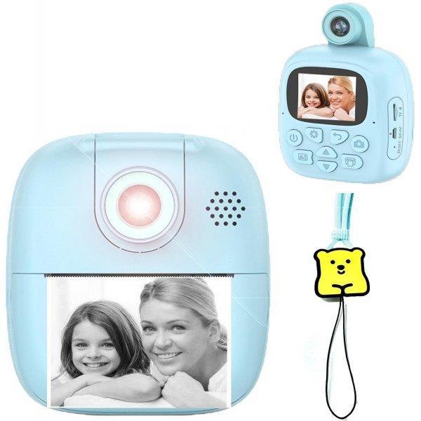 Instant Print Photos 1080P HD 2.0 Inch Screen Digital Video Camera for Kids with Built-In Games A19 for Children Kid Party Outdoor and Indoor Play - Blue
