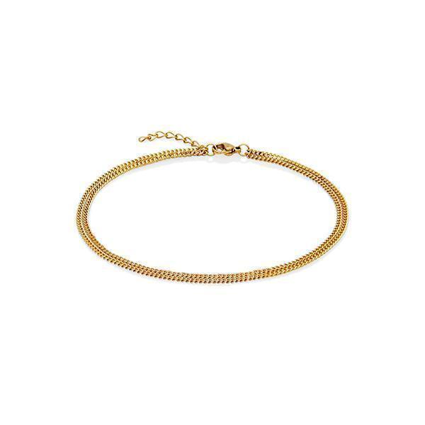 CJ Steelx 2mm Double Curb Chain Anklet - Gold