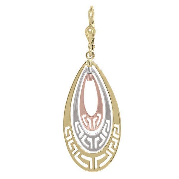 10K Tri Color Fashion Drop Earrings