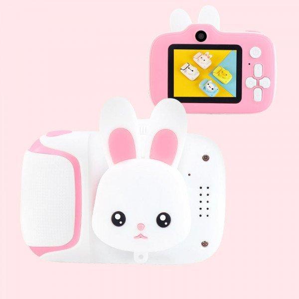 1080P Mini Cartoon Kid Camera Soft Silicone Shell Digital Video Camera with Built-In Games X11 for Children Kid Party Outdoor and Indoor Play - White Bunny