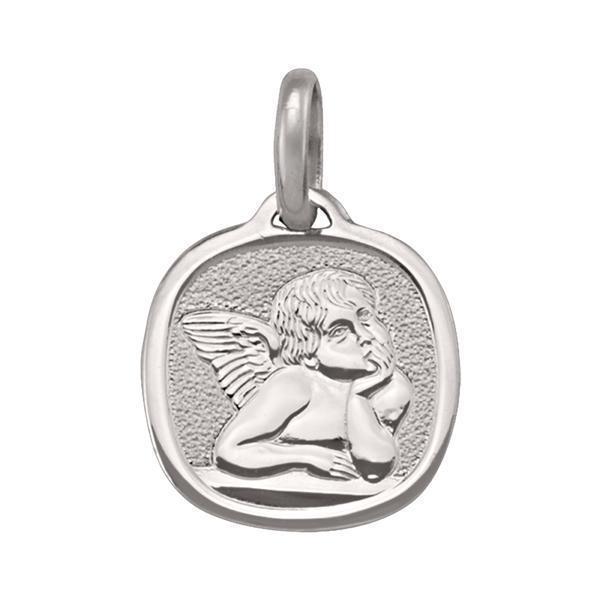 14K White Gold Thinking Angel Pendant