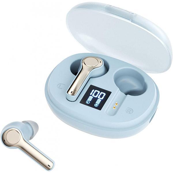 Supreme Sound Full In-Ear TWS Bluetooth Headphones with Advanced Battery Display KITC31 for Universal Cell Phone And Bluetooth Device - Light Blue