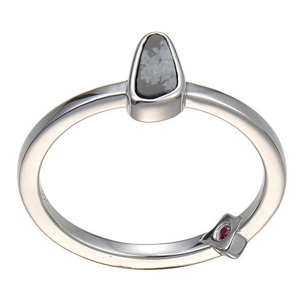 RR4LA1DAJ-W-8 Sterling Silver SERENITY Snowflake Obsidian Mini Ring Size 8