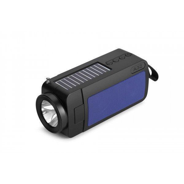 Outdoor Strong Flashlight FM Radio Portable Bluetooth Speaker With Solar Panel Charge YG-A32 for Universal Cell Phone And Bluetooth Device - Blue