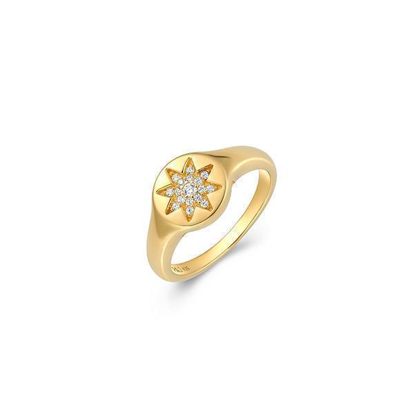 Goddess Star Signet Ring - Gold - Size 7