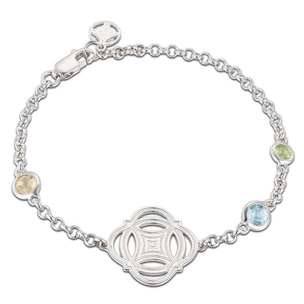 BR1LA2R97-W-7.5 Sterling Silver DESTINY Blue Topaz Citrine and Peridot Bracelet Size 7.5