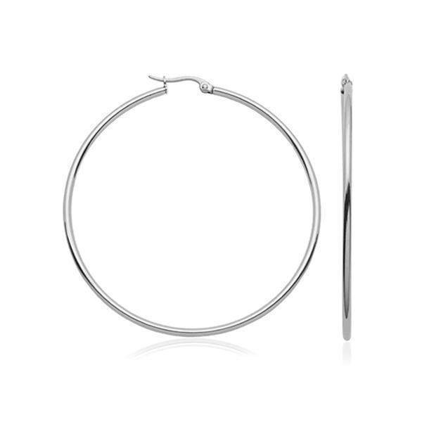 CJ Steelx 70mm Hoop Earrings - Silver