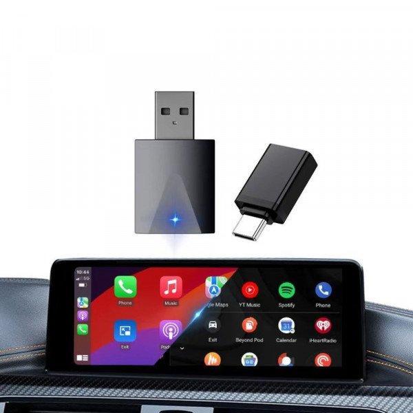Wireless CarPlay Adapter with Plug & Play, with USB A & C Adapter, Fast Stable for Apple Carplay and Android Auto - Black