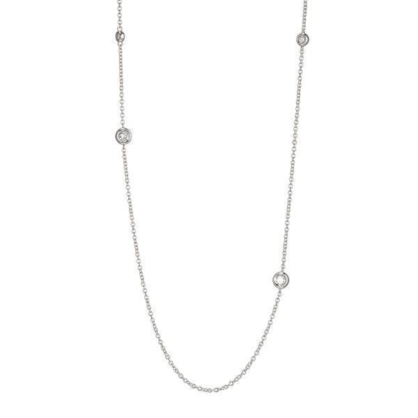Bezel Set Lab Grown Diamond (0.185 CTW) Delicate Station Necklace - Silver