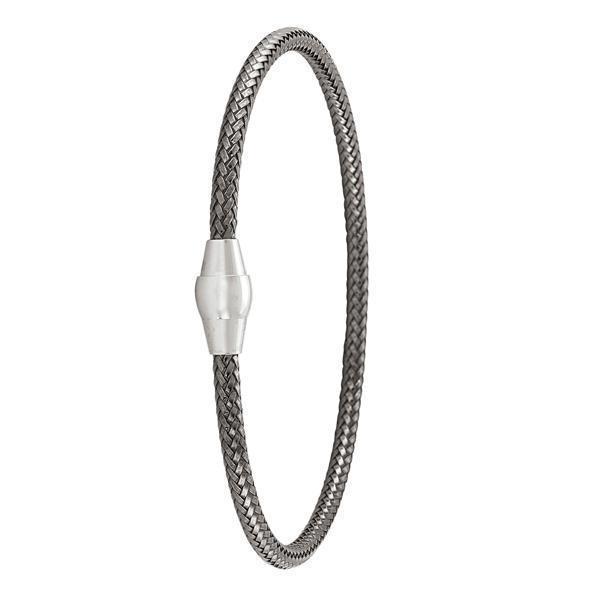Charcoal Round Snake Sterling Silver Fashion bangle with magnetic clasp