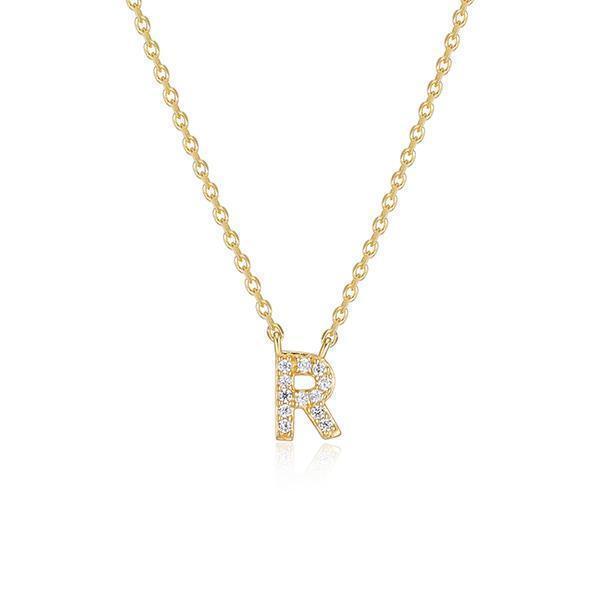 Diamondlite Cubic Zirconia Mini Initial R Necklace - Gold