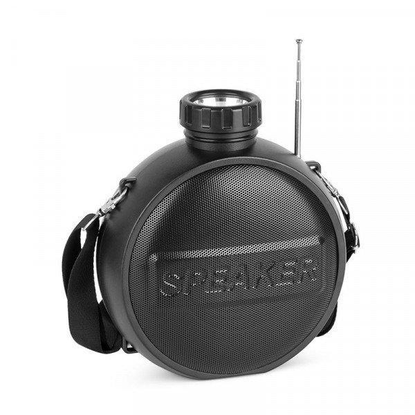 Classic Outdoor Water Bottle Design Bluetooth Wireless Audio Speaker with Light and Strap KIL830 for Universal Cell Phone And Bluetooth Device - Black