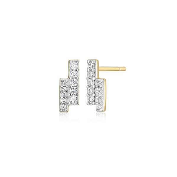CJ Monte sterling silver lab­-created diamond mini double bar stud earrings