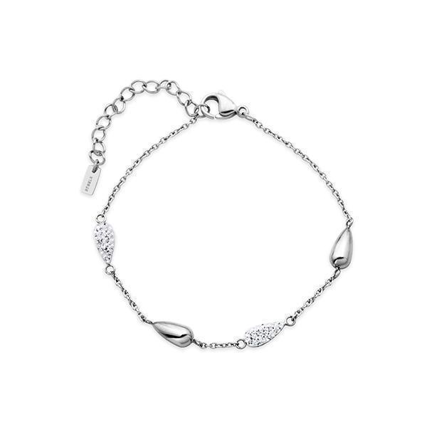 CJ Steelx Station Bracelet with Teardrop Micropave Crystal - Silver