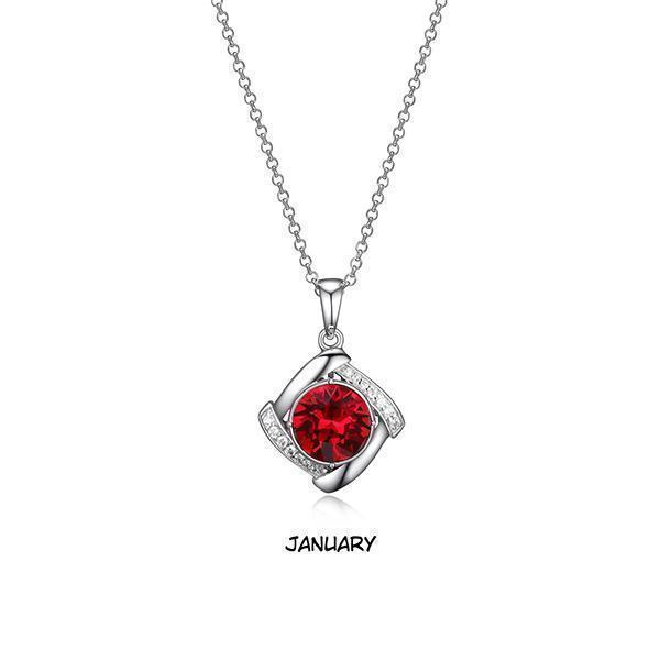 PR3LAJH-JAN JAN "Birthstone" (Siam) and Signity Cubic Zirconia Pendant