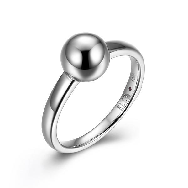 RR4LABUA0-W-8 Sterling Silver ORB One Bead Ring Size 8