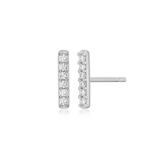 CJ Monte sterling silver lab­-created diamond single bar stud earrings