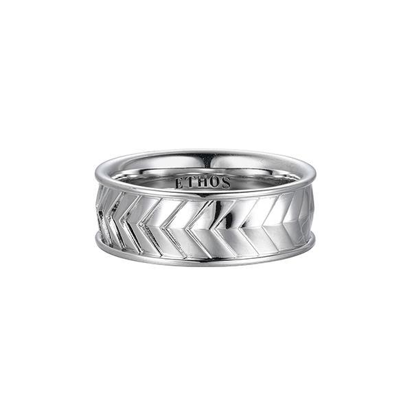 Sterling silver CJ Ethos CHEVRON rhodium plated patterned band size 12