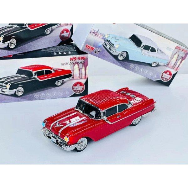 1958 Chevy-Inspired Vintage Car Design Bluetooth Speaker with LED Lights Portable Audio KIWS598 for Universal Cell Phone And Bluetooth Device - Red