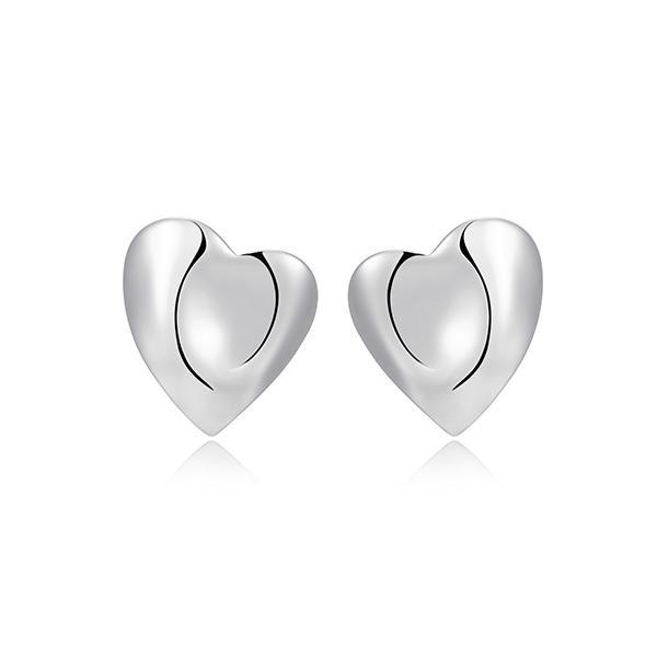 ER2AV28A0-W Sterling Silver Concave Heart Stud Earrings