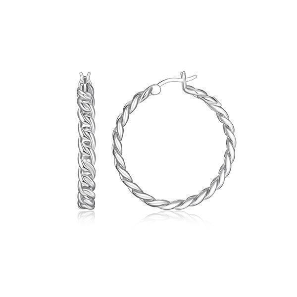 ER2LCLN-W "Ovation" High Polish Link 30mm Hoop Earrings