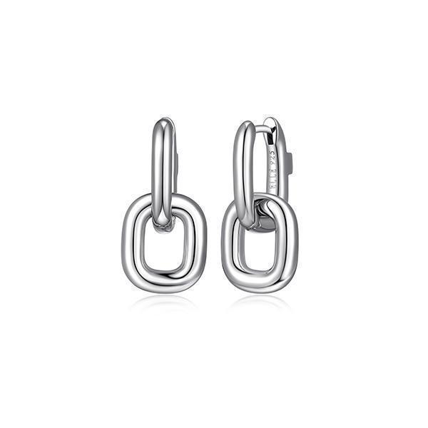ER2LCNC-W "Simpatico" 15x11mm 2 in 1 Hoop with Removable Rectangle Link Earrings