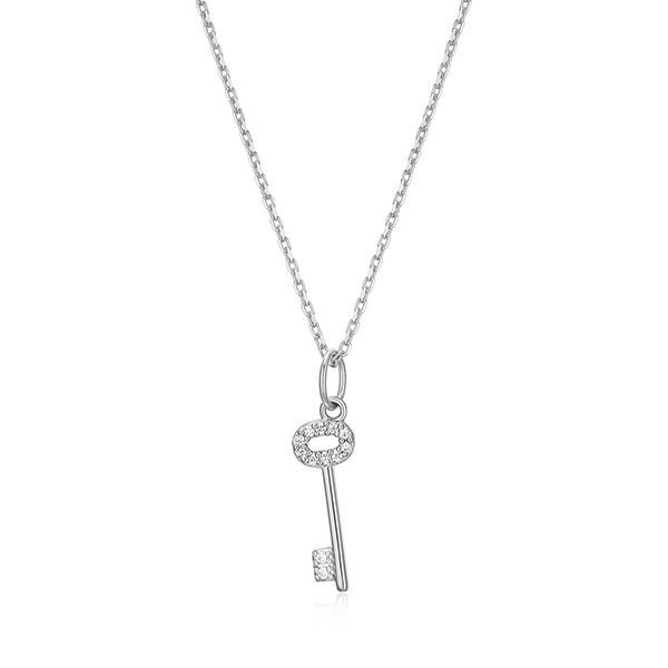 CJ Monte sterling silver lab­created diamond key necklace