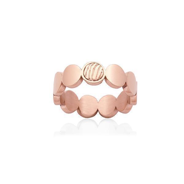 CJ Steelx Dot Band Ring in IP Rose Gold - Size 7