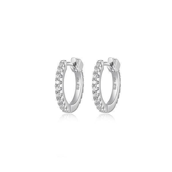 ER2LCMC-W "Stardust" 15mm Hoop Earrings with Clear Cubic Zirconia