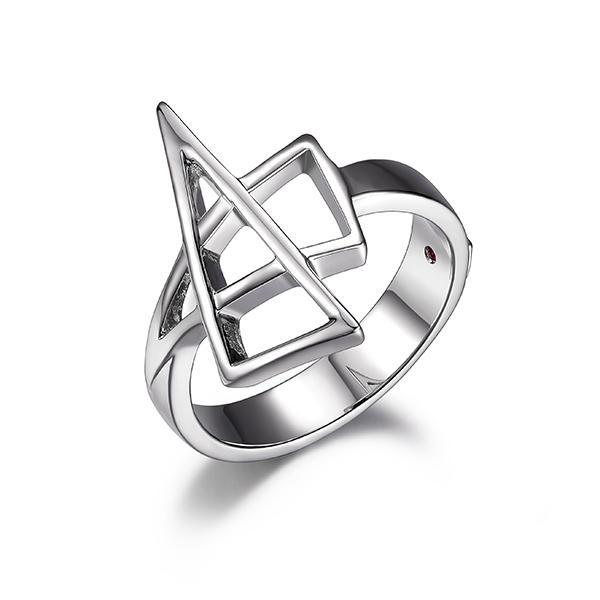 RR4LA4XA0-W-7 Sterling Silver CroSterling Silver over Triangle Ring Size 7