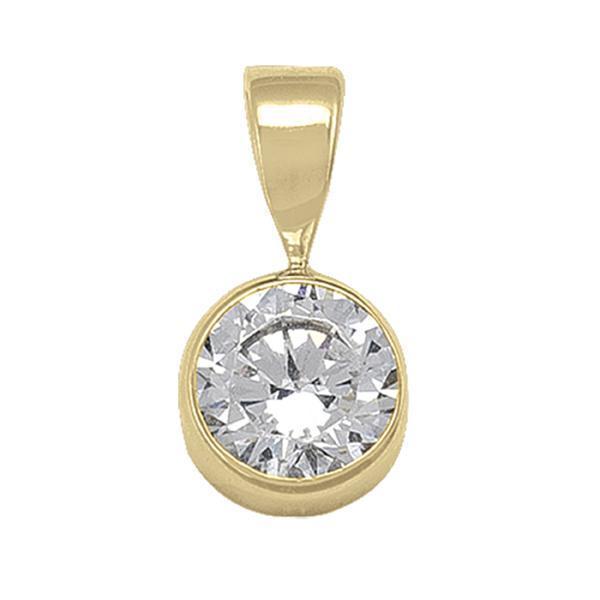 10K Gold Round Cubic Zirconia Pendant