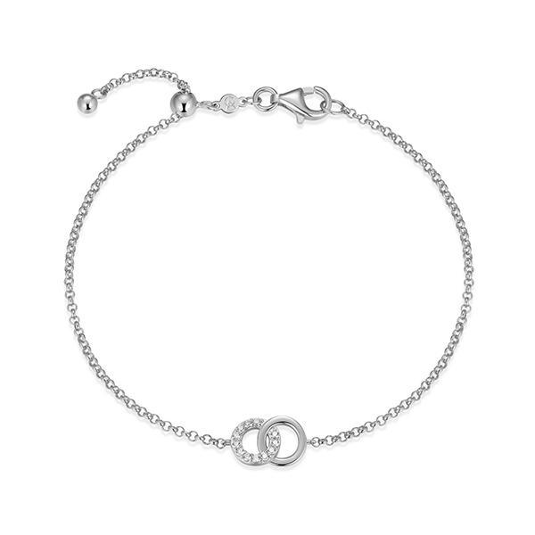 CJ Monte sterling silver lab­created diamond interlocking circles adjustable bracelet