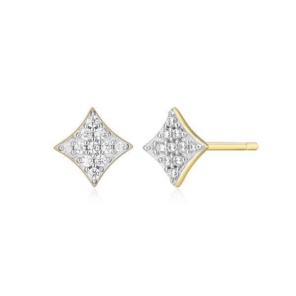 CJ Monte sterling silver lab­-created diamond diamond­shaped stud earrings