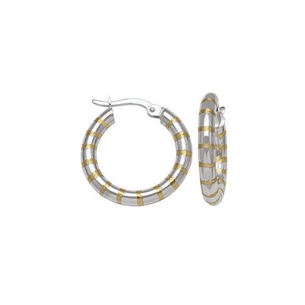 10K Two Tone Gold Hoop Earrings - ETECA25 - 1.9 gm