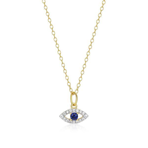 CJ Monte sterling silver lab-created diamond & created sapphire evil eye necklace