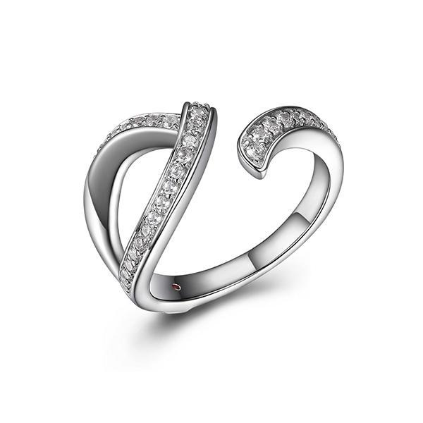 RR4LAA000-W-9 Sterling Silver SINTALLATION Cubic Zirconia Open Ring Size 9