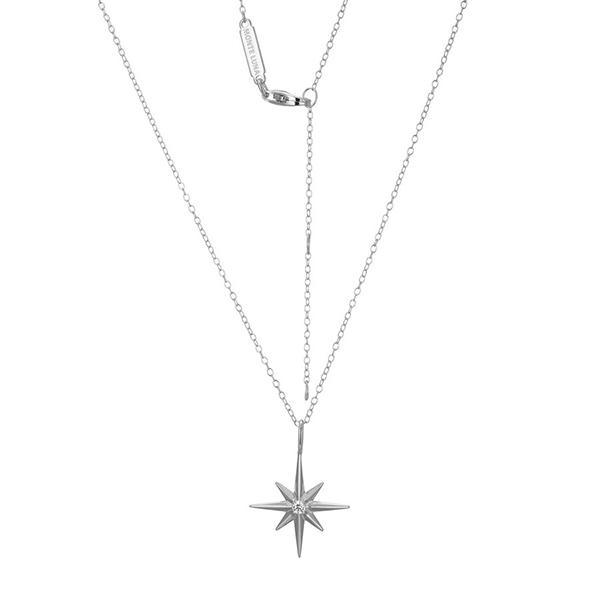 CJ Monte sterling silver lab­created diamond high polished north star necklace