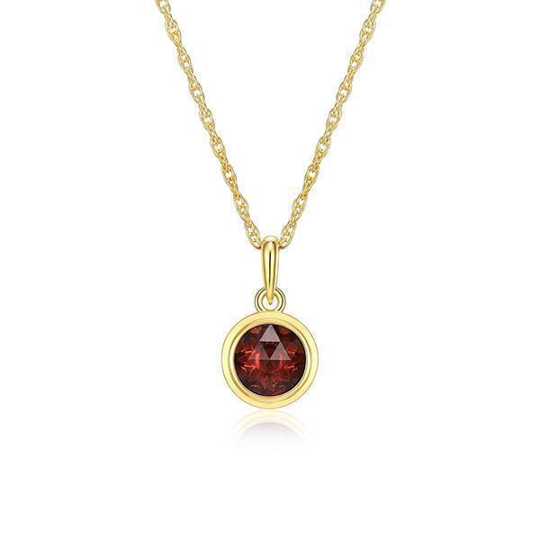 Celebration Gems 6mm Genuine Garnet North Star JAN Birthstone Necklace - Gold