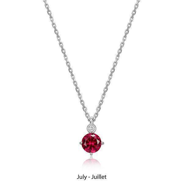 NR0LBUX-JUL "Birthstone" July (Ruby) and Lab Grown Diamond Necklace