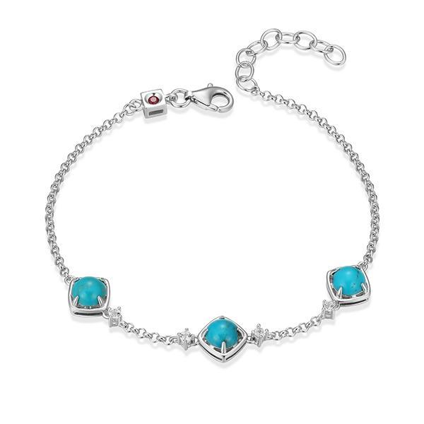 BR1LAQ4F-W-6.75 Sway Round Turquoise and Topaz Station Bracelet Size 6.75