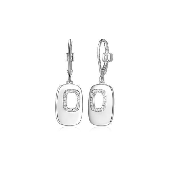 ER2LCSL-W "Lookout" Cushion Cutout with Cubic Zirconia Lever Back Drop Earrings