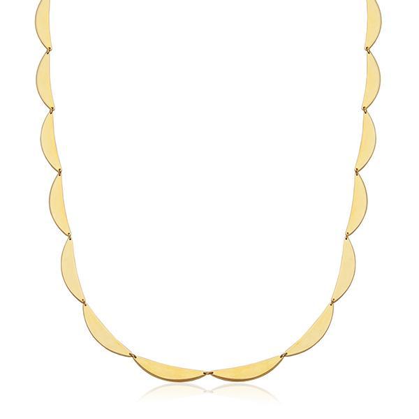 CJ STEELX Flat Crescent Station Necklace Size 16 - Gold