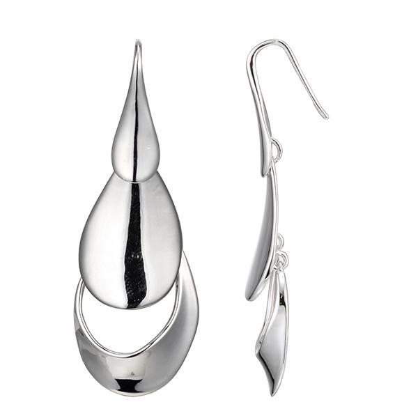 ER2LC15A0-W Sterling Silver Layered Teardrop Fishhook Earrings